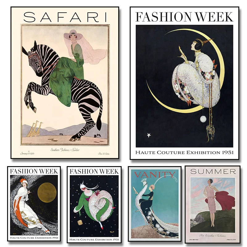 Vintage Fashion Magazine Covers - Plakat z okładką magazynu vintage, kobieta