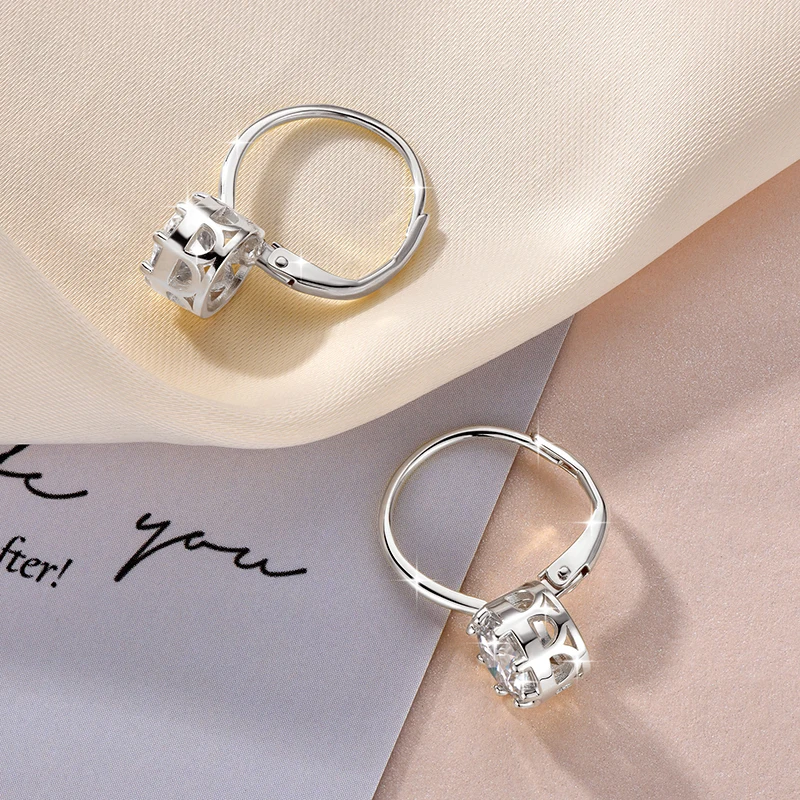 Lnngy Funkelnde GRA-zertifizierte Moissanit-Diamant-Ohrringe für Damen, 14 Karat Gold gefüllt, 6,5 mm, Einzelstein-Creolen-Ohrring-Schmuck – Detail 10