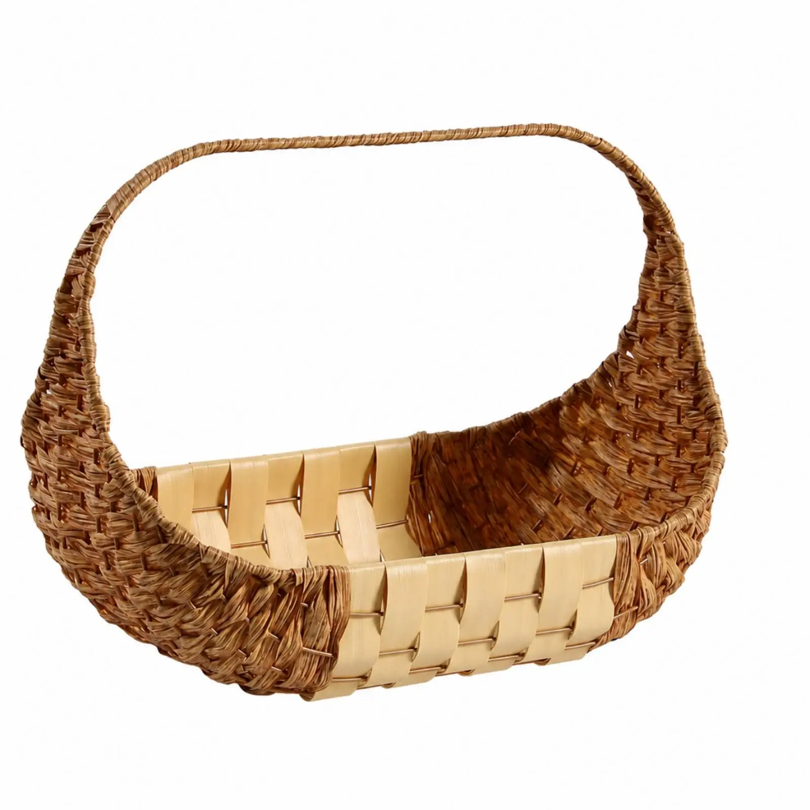 Artisan Style Rattan Basket for Fruit Display and Outdoor Dining with Comfortable Grip