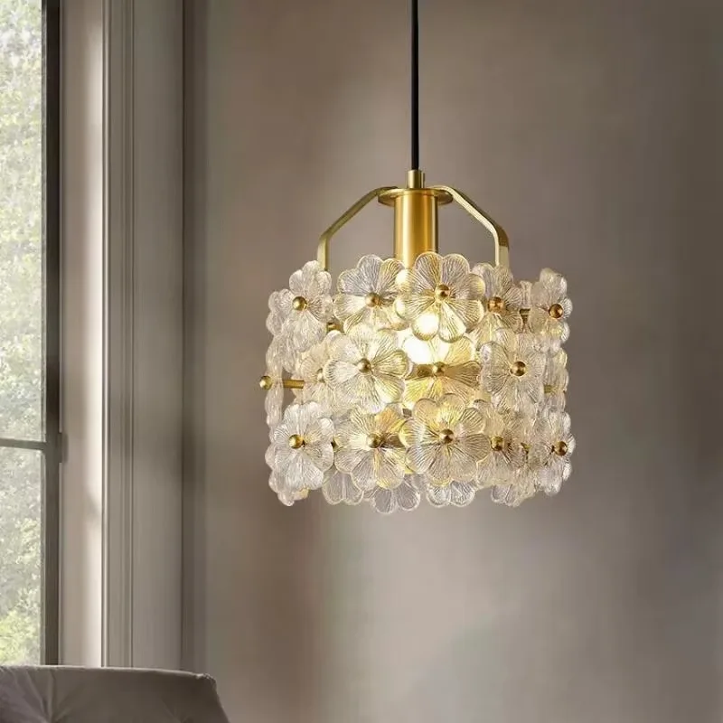 Luxury French Bedroom Pendant Lights Grand Luxury Entrance Lighting Ceramic Flower Pendant Light At The Head of The Bed