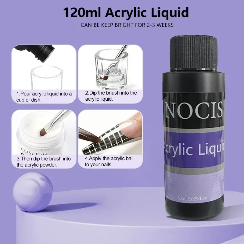 Icey Beauty 60ml Acrylic Liquids Nail Crystal Liquid EMA Acrylic MMA Crystal Powder Nail Monomer Acrylic Powders