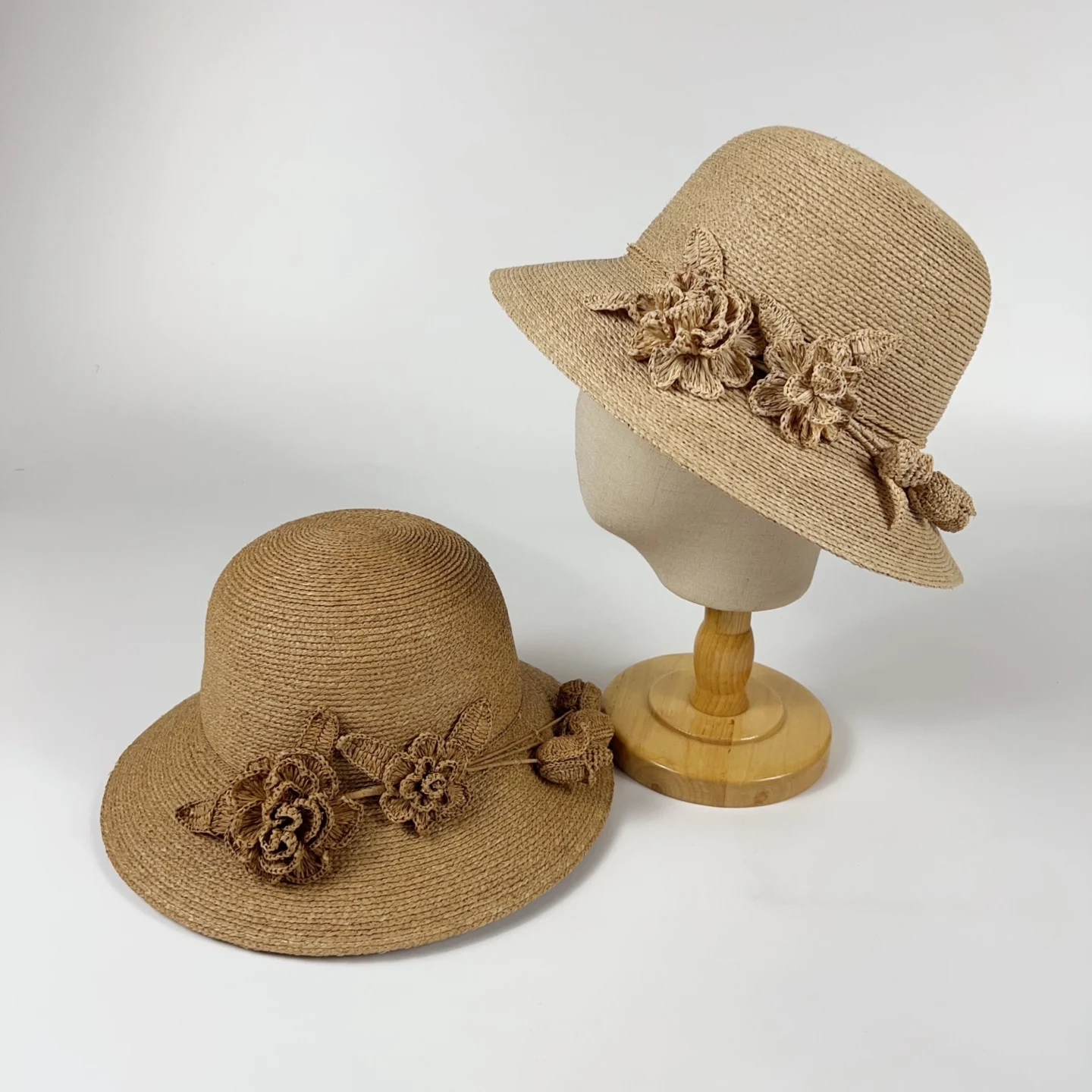 romantic-laffite-straw-hat-women's-hepburn-style-woven-pot-hat-summer-beach-vacation-sunshade-sun-protection-hat