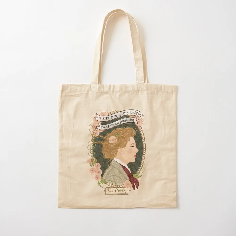 Little Women potraits: Jo March botanical illustration Tote Bag Shopping bags Shopper bag Canvas Tote Bag