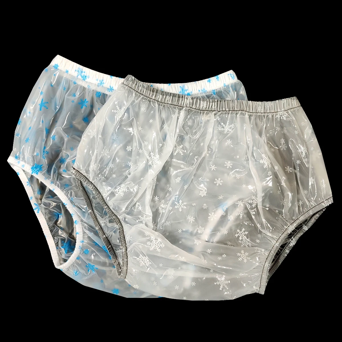 2 ชิ้น ABDL ผ้าอ้อมผู้ใหญ่แบบสวมใส่ ป้องกันการรั่วซึม ทำจากพลาสติก PVC กางเกงในแบบใส ลายเกล็ดหิมะ ของขวัญคริสต์มาส