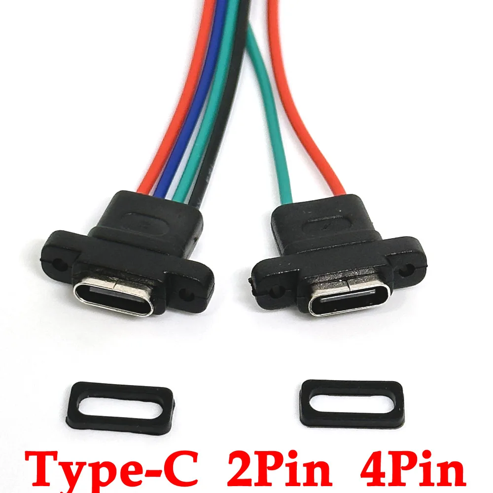 

USB 3.1 Connector Type-C 2P 4P SMD SMT Welding Wire Female Waterproof Female Socket Rubber Ring High Current Fast Charging port