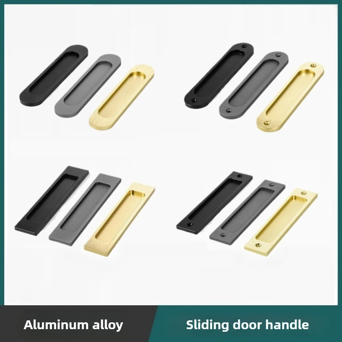 1 PCS Concealed Buckle Embedded Sliding Door Handles Pull Rectangular or Elliptic Edgeflat Concealed Handles and Knobs