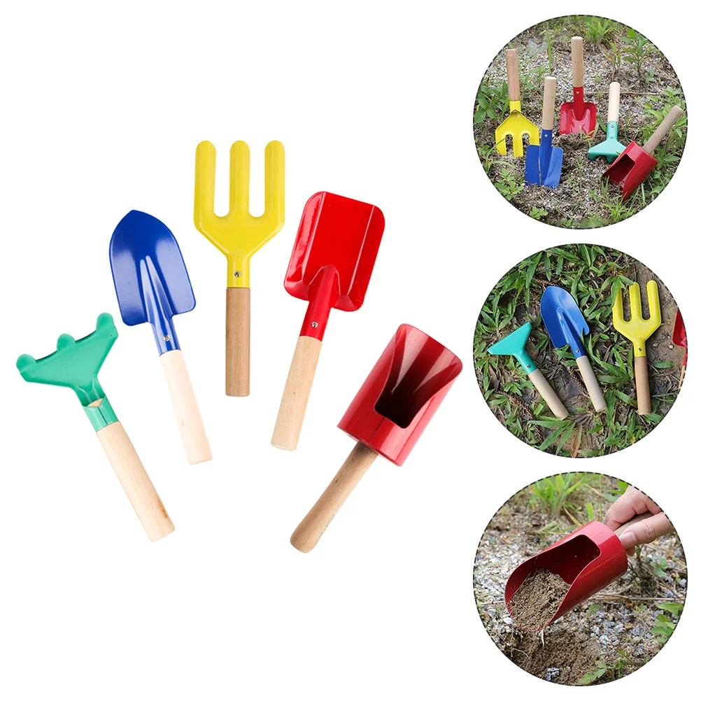 

5 Pcs Small Hand Gardening Tools for Kids Outdoor Toys Children’s Childrens Planting Wood Rake