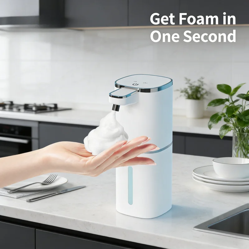 

Автоматический дозатор пены для мыла 400 мл, бесконтактный дозатор дезинфицирующего средства для рук с 4-ступенчатой регулировкой, перезаряжаемый через Type-C, для настенного и настольного монтажа