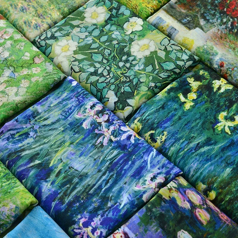 145x50cm Pure Cotton Fabric 20s Handmade DIY for Book Jacket Mouth Storage Table Flag Door Curtain Oil Painting Theme view 3