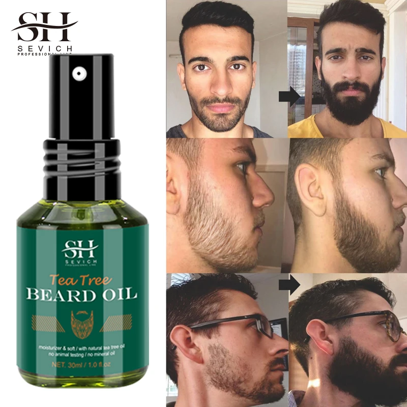 Sevich chá árvore crescimento barba óleo rápido eficaz crescimento da barba e pele limpa grosso & flexível essência de cuidados com a barba para homem 30ml
