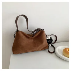 Deer Skin Material 2024 High Quality Shoulder Bag Zipper Solid Color Simple Fashion Handbag Soft Popular Commuting Crossbody Bag