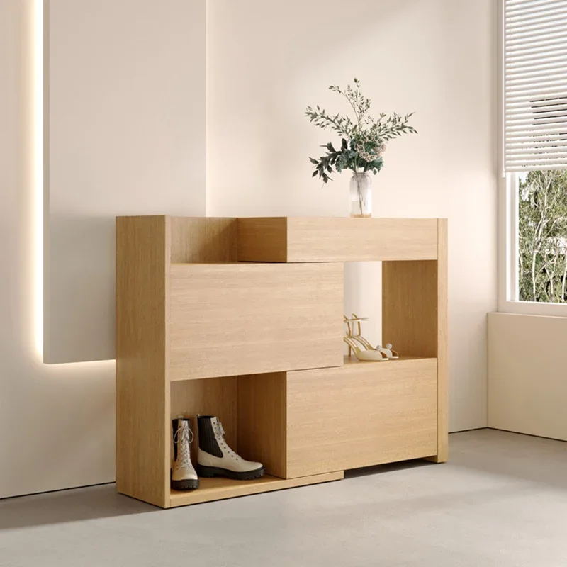 خزائن الأحذية الخشبية البسيطة، منظمات غرفة المعيشة العمودية الضيقة، خزائن الأحذية النوم تعرض أثاث المنزل Meuble Chaussure