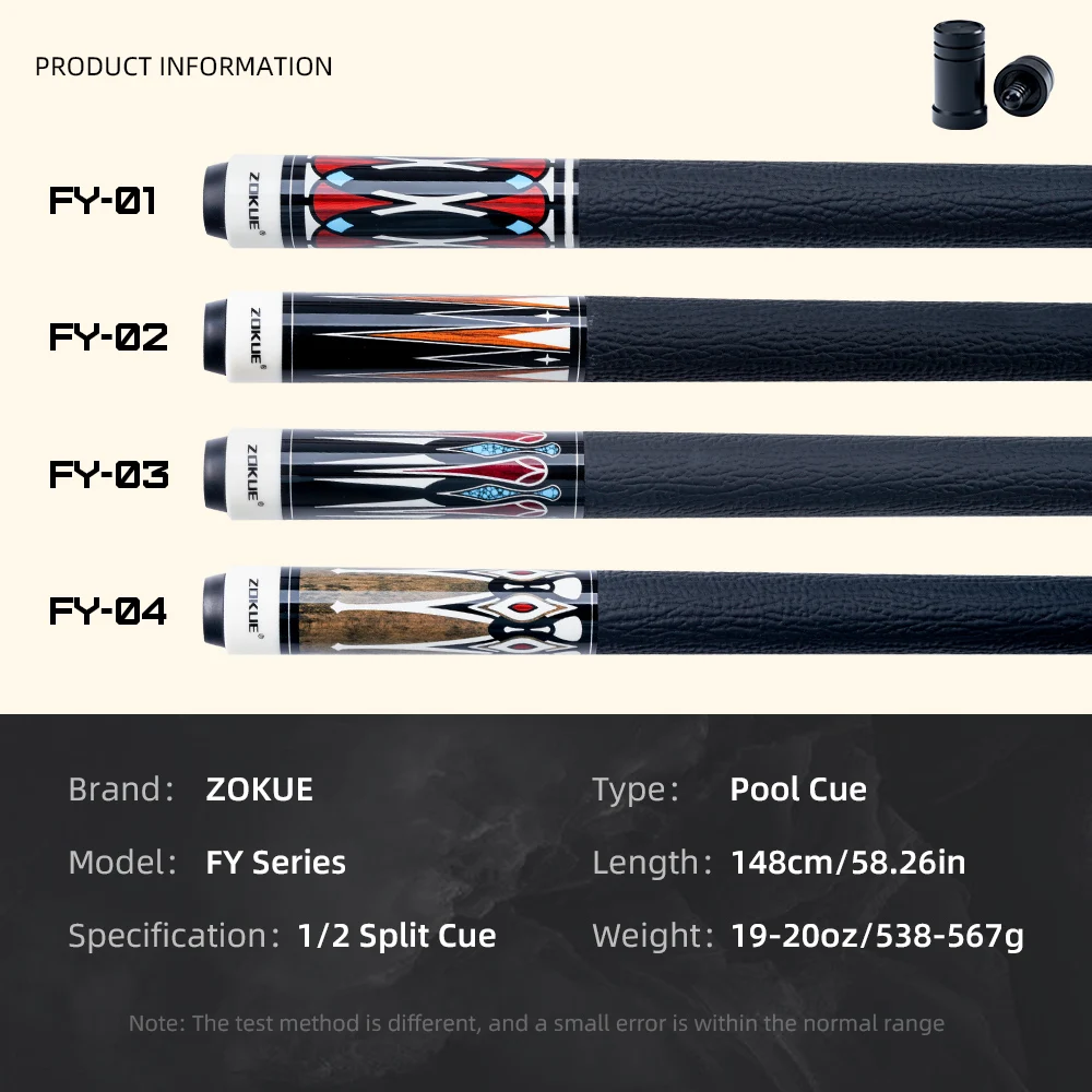 ZOKUE Maple Pool Cue Stick, Professional Low Deflection Billiard Cue, 12.5mm Tip, Pool Stick for Adults, Durable Maple Shaft