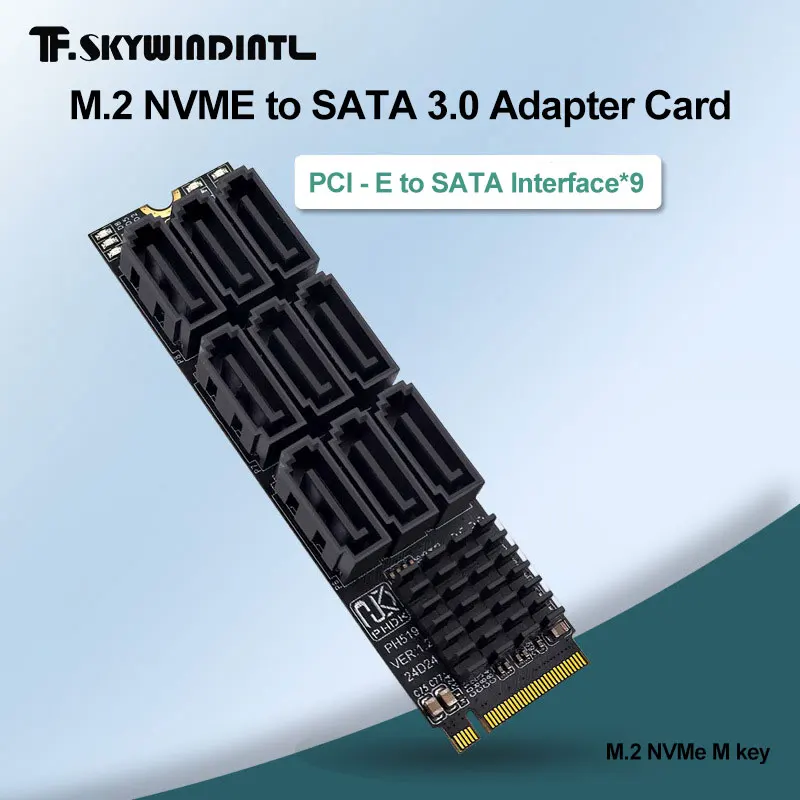 M.2 M KEY Nvme To 9 Ports SATA 3.0 Adapter SATA 3.0 Extend Adapter PCIE 3.0 X2 Hard Disk Capacity High Speed Expansion