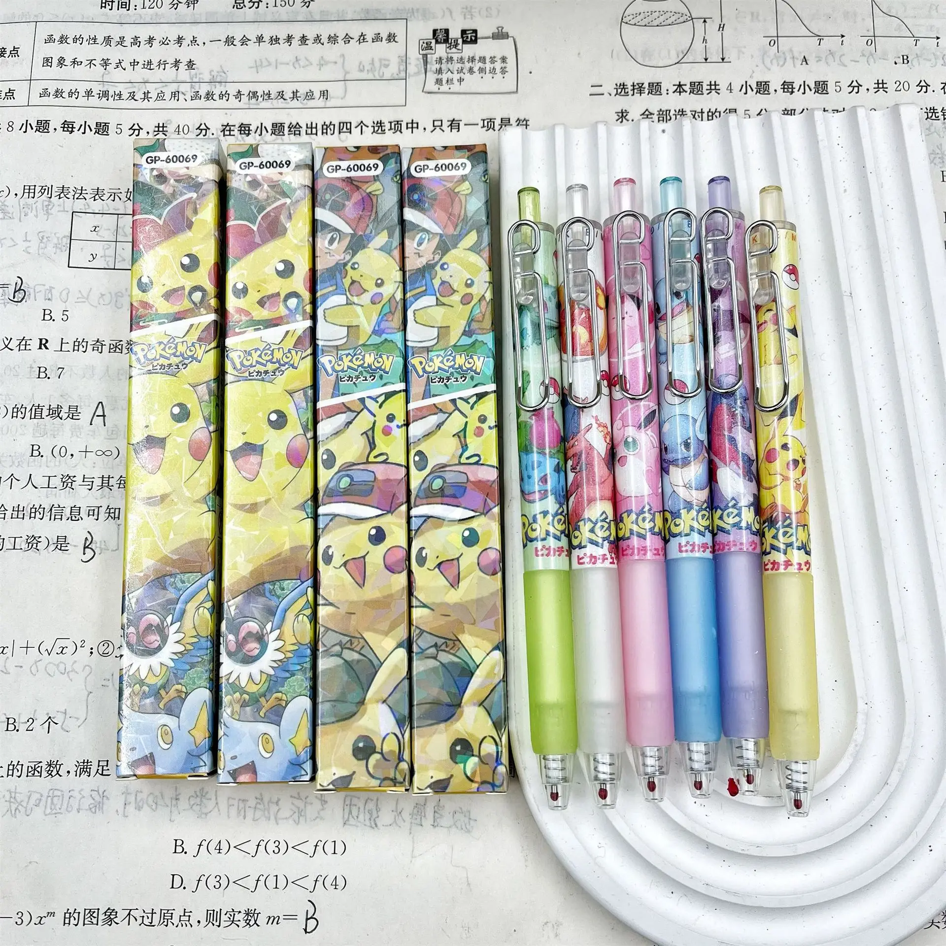 New Pikachu Cartoon Click Pen, 0.5mm, Metal Clip, Press-Action Gel Pen, Laser Black