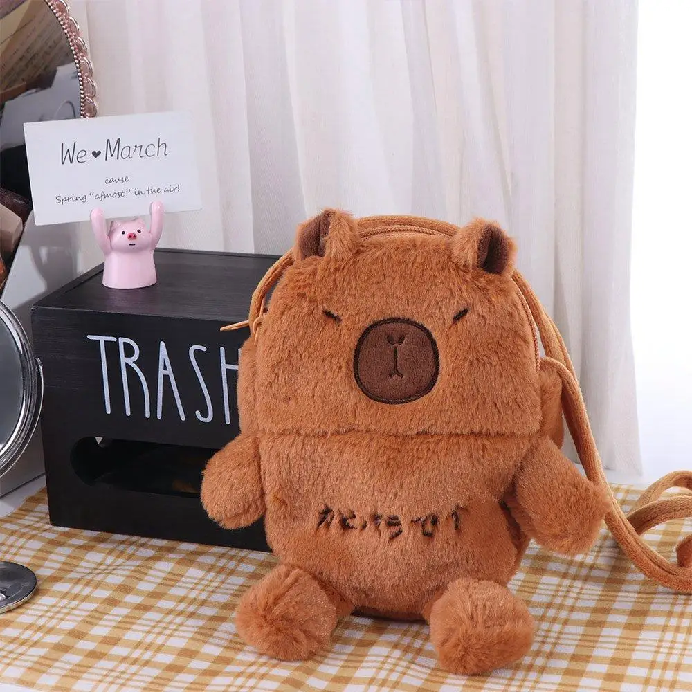 

Kawaii Cartoon Capybara Crossbody Bag Korean Style Soft Capybara Phone Bag Cute Portable Mobile Phone Pouch Children