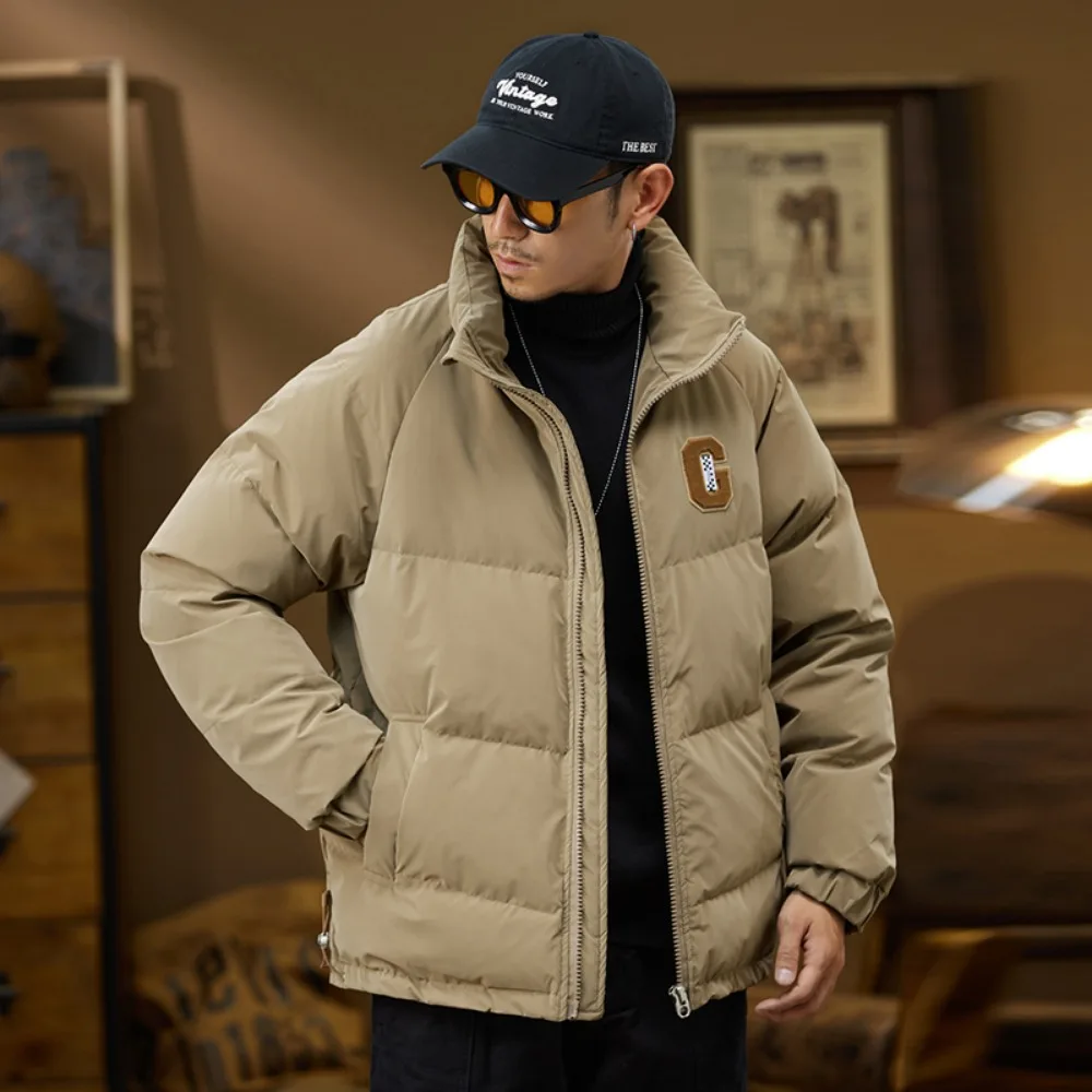 New winter down jacket men's stand collar thickened warm high fluffy bread cold-resistant jacket