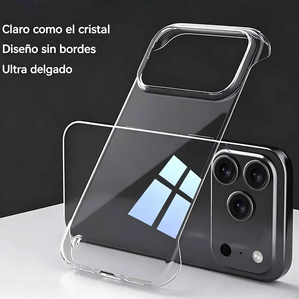 18ProMax Half‑Wrapped Hard PC Case For iPhone 18 17 Air 16 15 Plus 13 12 11 Pro Max Frameless Ultra-Thin Clear Borderless Cover