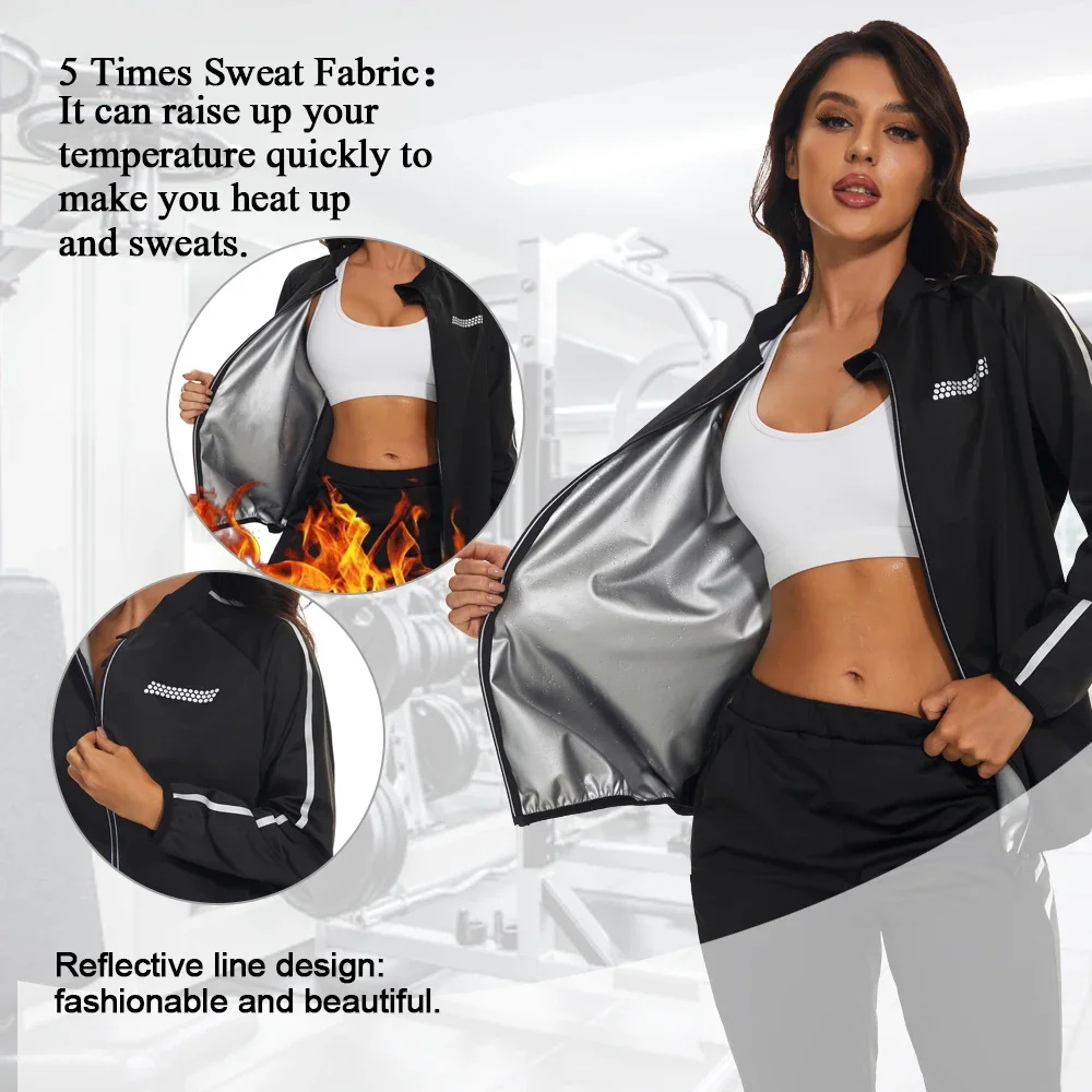 SEXYWG Weight Loss Jacket Sauna Top Hot Sweat Sportwear Running Outfit Slimming Fitness Clothing Fat Burning Workout Gym Shirt