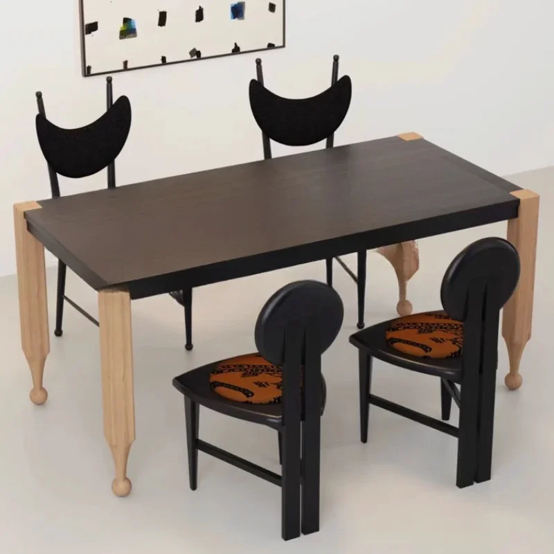 Medieval French solid wood pencil table rectangular black art creative negotiation table designer home dining table