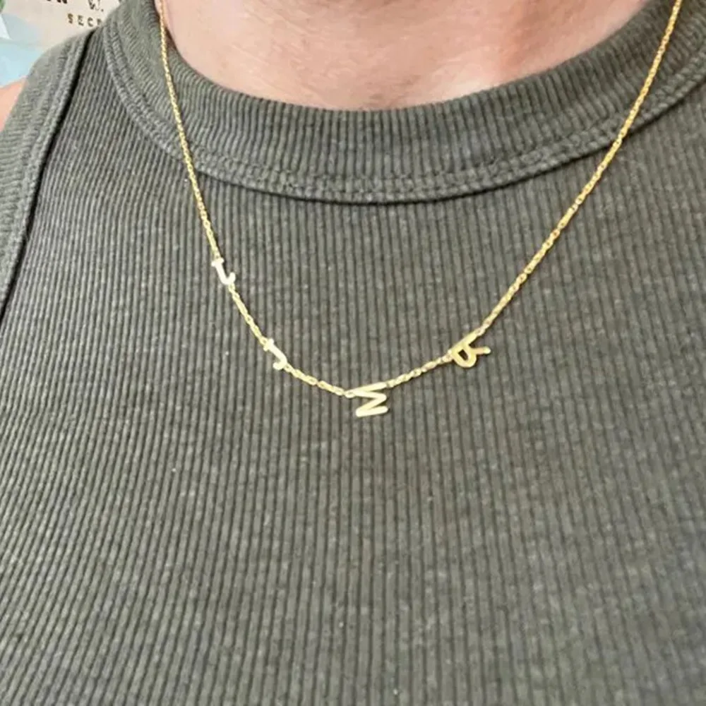 Personalized Sideways Initial Necklaces For Women Stainless Steel Custom Letter Name Simple Choker Necklaces Best Friend Gift