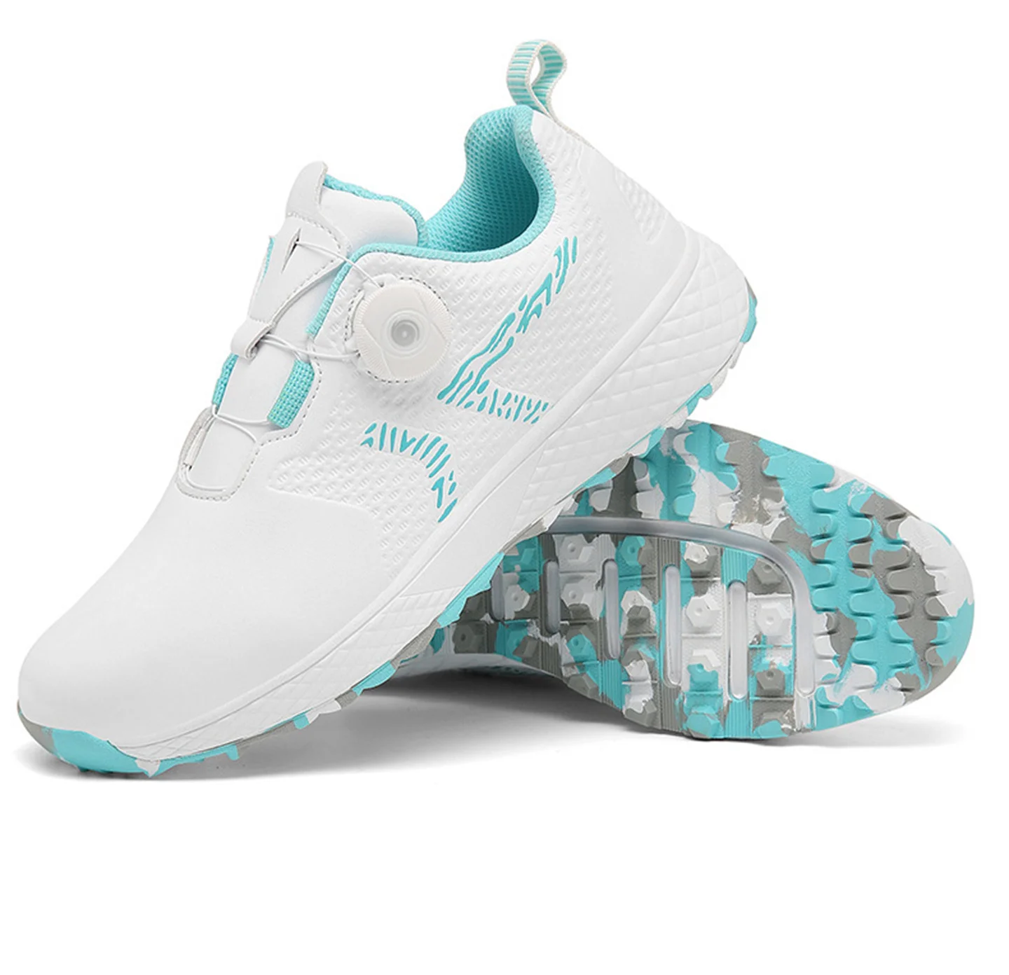 

Spring Summer Women's Golf Shoes - Microfiber Leather Fabric, Rotating Buckle Elastic Laces, MD+Rubber Outsole Anti-slip Grip