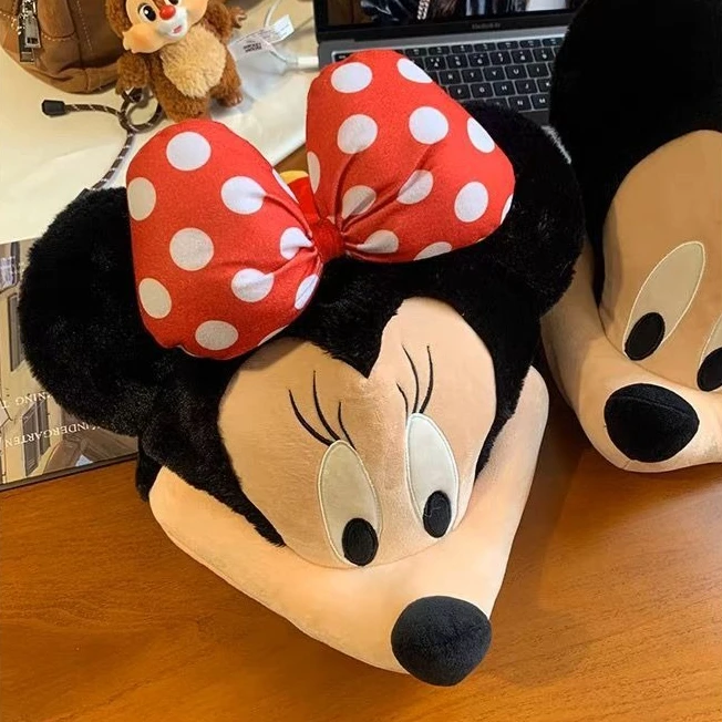 Gorro de peluche de Mickey Minnie de Disney para otoño e invierno, pareja bestie, viaje, toma una foto, capucha, orejeras, regalo para niña, kawaii