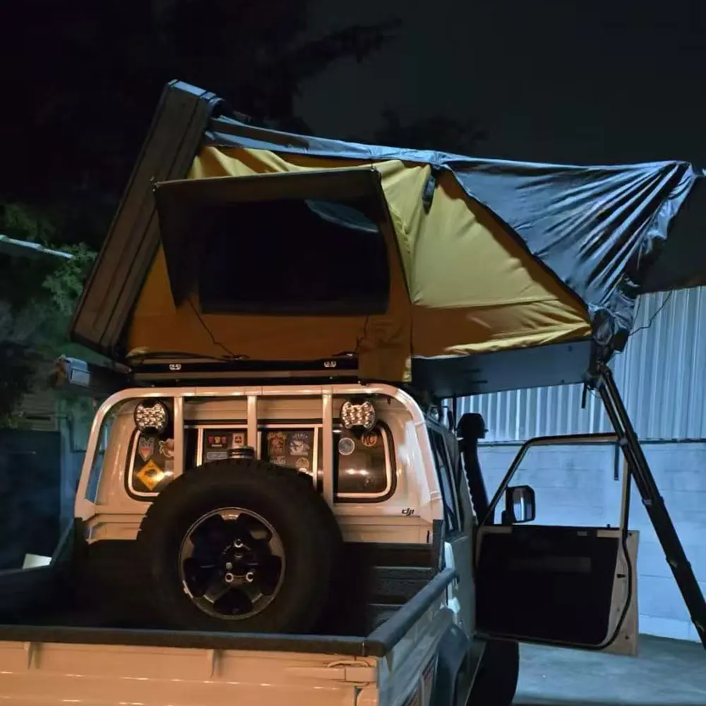 Stlfcustomized lado aberto 4x4 off-road suv telhado superior tenda para carro de acampamento casca dura de alumínio 3-4 pessoas telhado do carro tenda com log