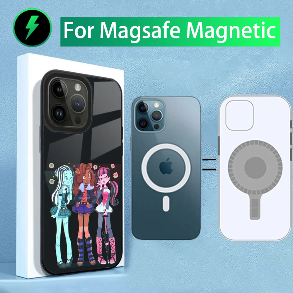 Cartoon M-Monster High Phone Case For iPhone 15,14,13,12,11,Plus,Pro,Max Mini Magsafe Magnetic Wireless Charging