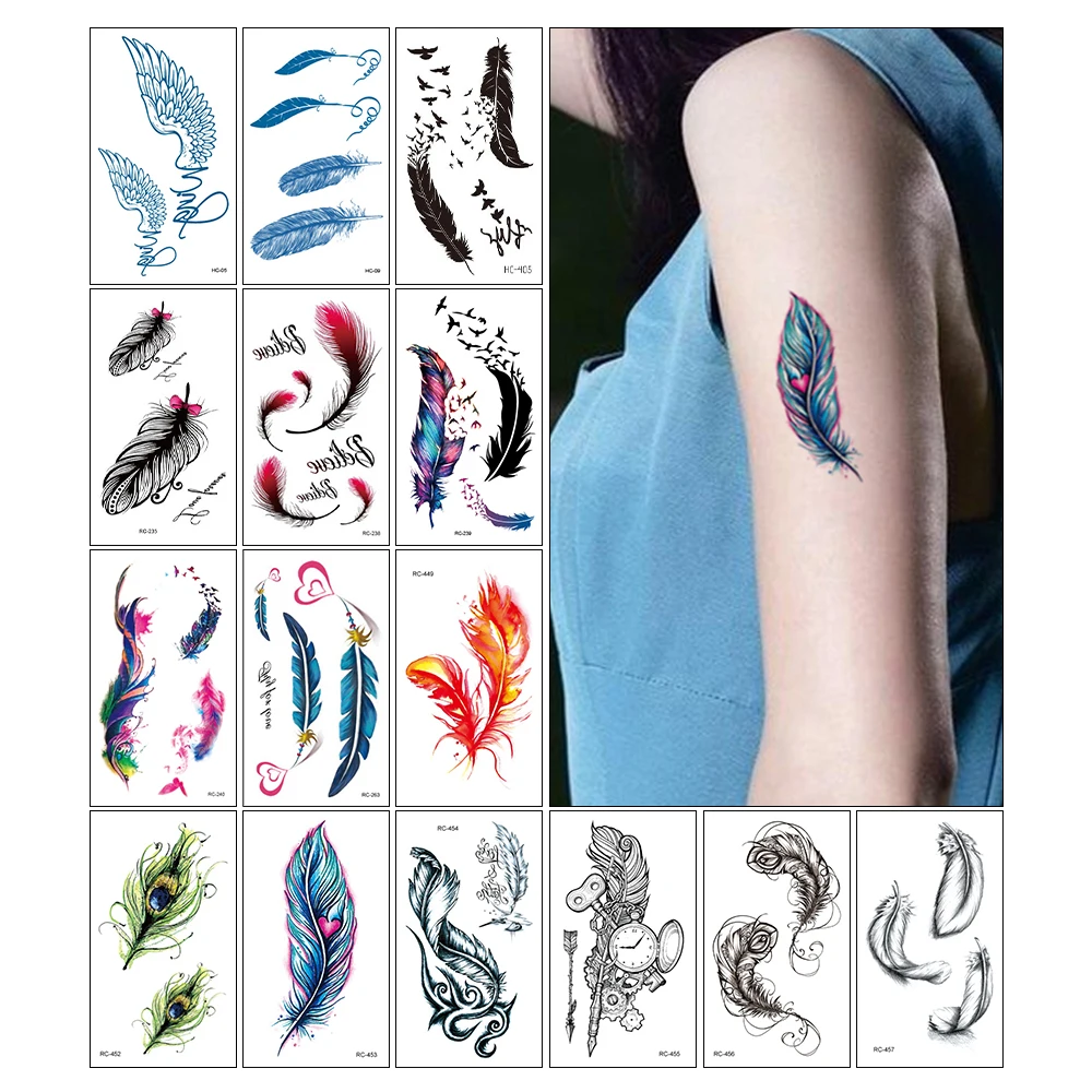 

15pcs Waterproof Temporary Tattoo Sticker Black Hand Drawn Heart Design Body Art Fake Tattoo Finger Wrist Ankle Female Tattoos