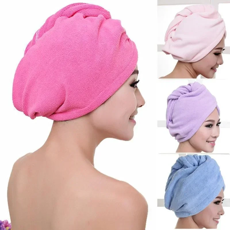 

Microfiber Hair Towel,Care Cap with Button,Super Absorbent Hair Towel Wrap Fast Drying Hair Wraps for Women Bathroom Accessories