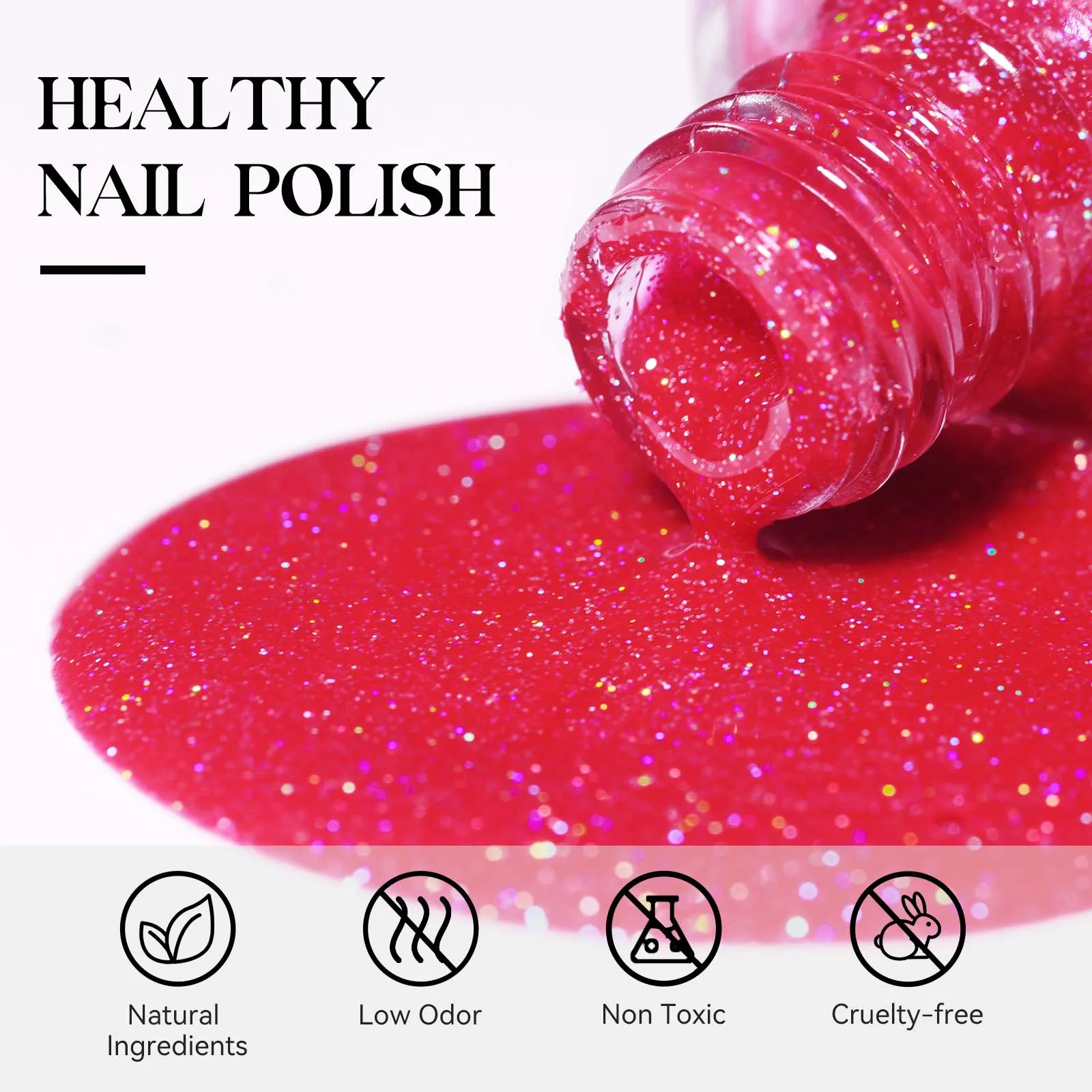 MIZHSE 15ML Shimmer Nail Polish - Quick Dry, Glitter Effect, No UV Lamp, Long-Lasting Nail Art for Mother’s Day & Date Night