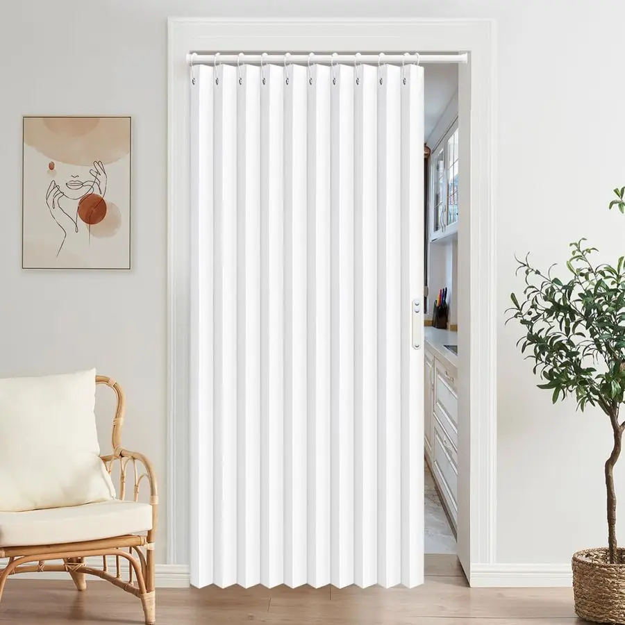 

Pleated Folding Curtains for Doorway Laundry Room Curtains for Doorway, Bedroom, and Closet Without Door, Room Divider Curtain f