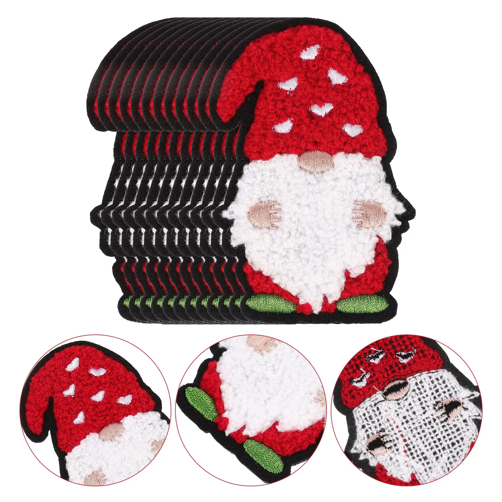 

12pcs Christmas Santa Embroidery Fabric Patches For Diy Clothes Hat Bag Shoe Decoration Craft Supplies Polyester Replaceable