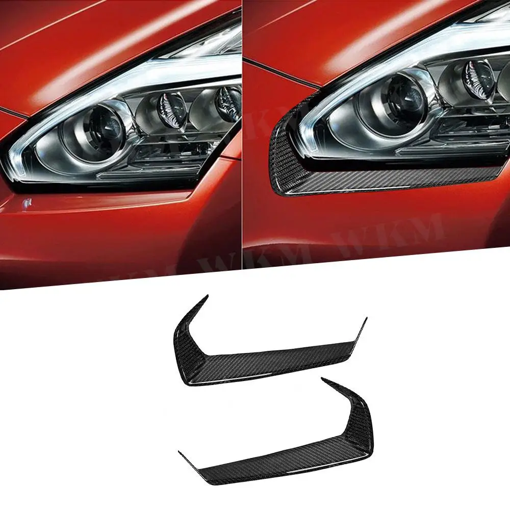

Carbon Fiber Car Front Eyelid Bumper Lamp Eyebrow Trims for Nissan GT-R35 C75 Headlight Eyelid Eyebrow Cover Decoration