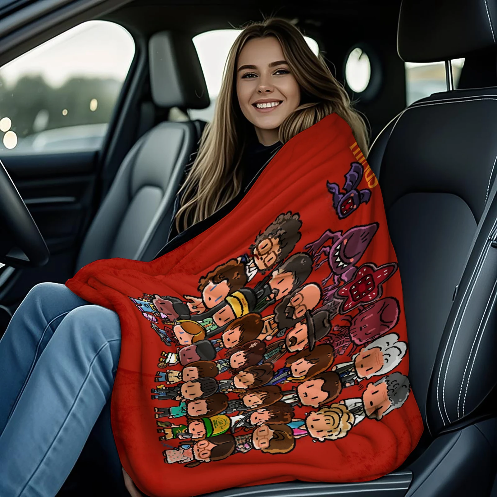 Science Fiction Horror S-Stranger T-Things Blanket Cartoon Character Pattern Collection  Flannel Blanket Soft Decortive Blanket