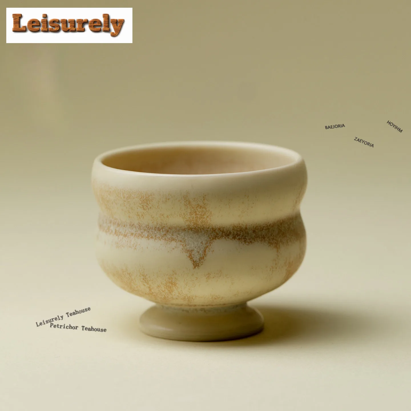

40ml Beige Yellow Glaze High-feet Teacup Retro Tea Bowl Jug Tea-tasting Fragrance Cup Chazhan Master Cups Teaware Ceremony Gift
