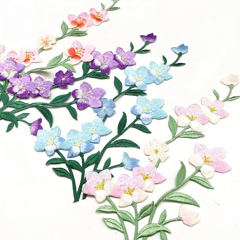 Blumen-Bügelsticker, bestickte Aufnäher, Abziehbilder, Röcke, Kleidungszubehör, dekorative Stoffaufnäher – Detail 4