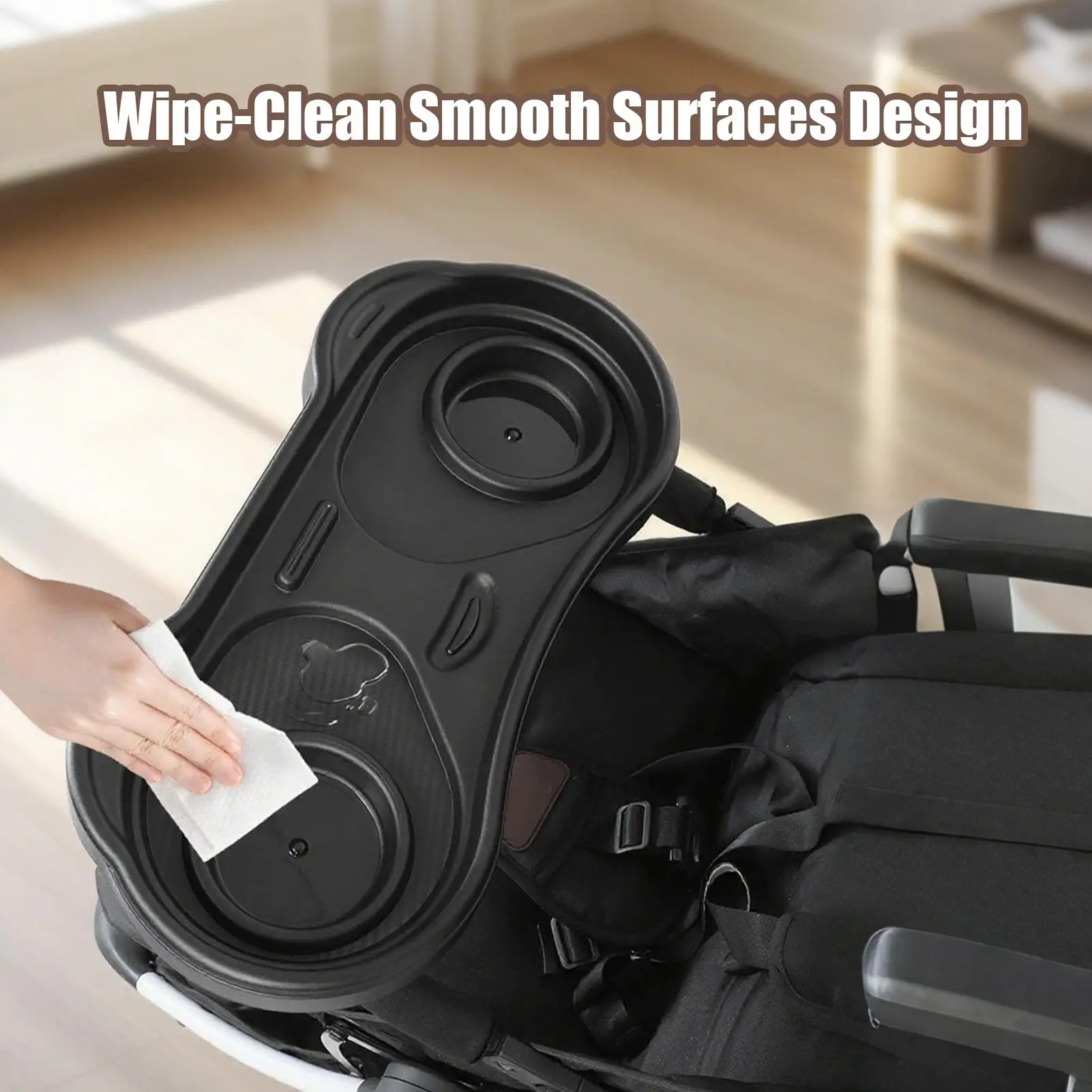 

Stroller Tray Detachable Sturdy Stroller Cup Snack Holder Clamp Adapter Attachment for Baby Toddler Family Trips Traveling