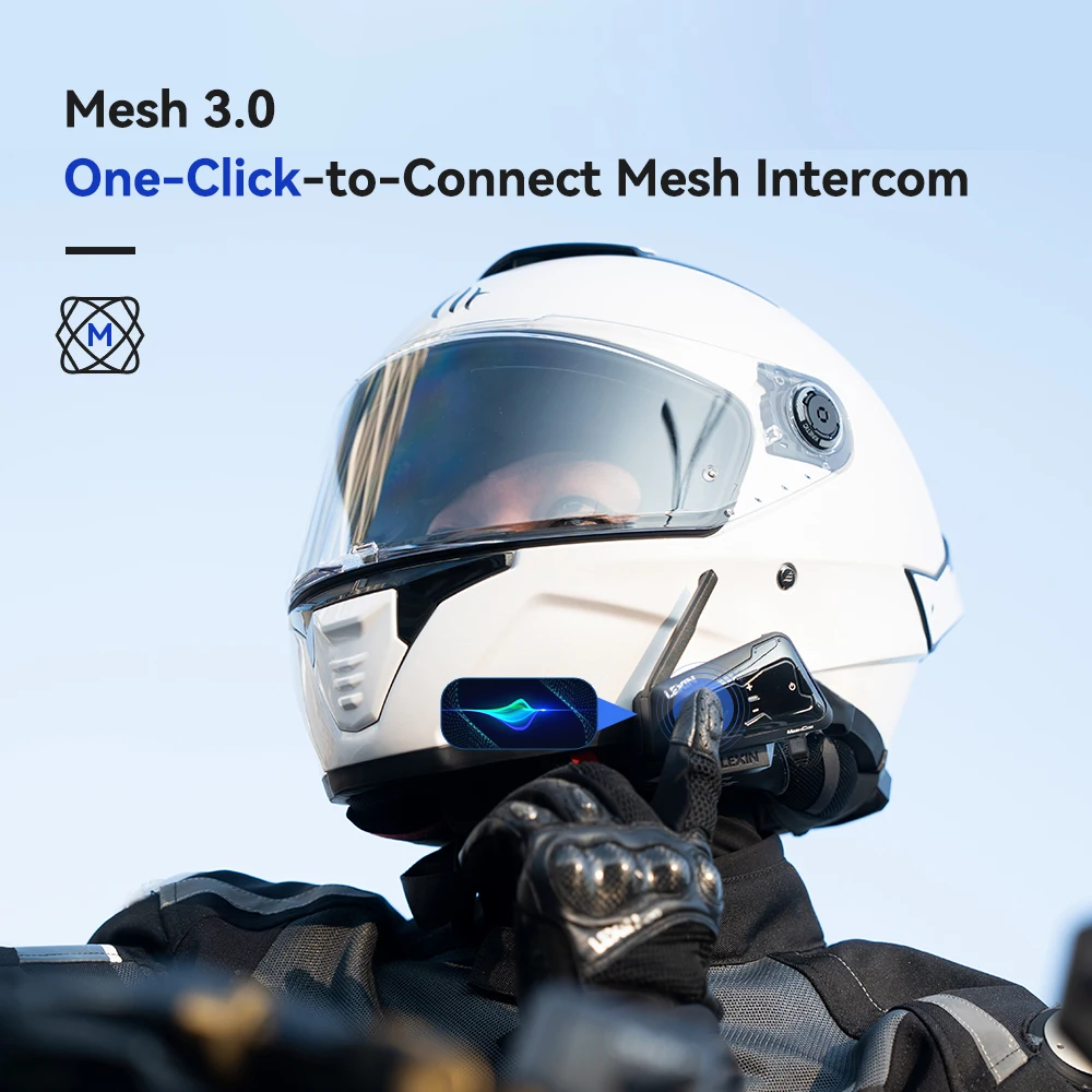 LEXIN-MTX Motorcycle MESH&Bluetooth Headset Intercom ,With Mesh Communication System, Parallel Audio- Intercom,24 Riders