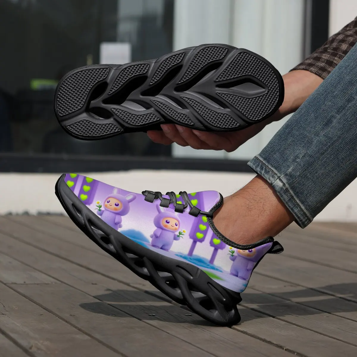 

Couple's Casual Sports Shoes with Cute Cartoon Animal Style and Fashionable Printed Lightweight Lace-up Casual Sports Shoes