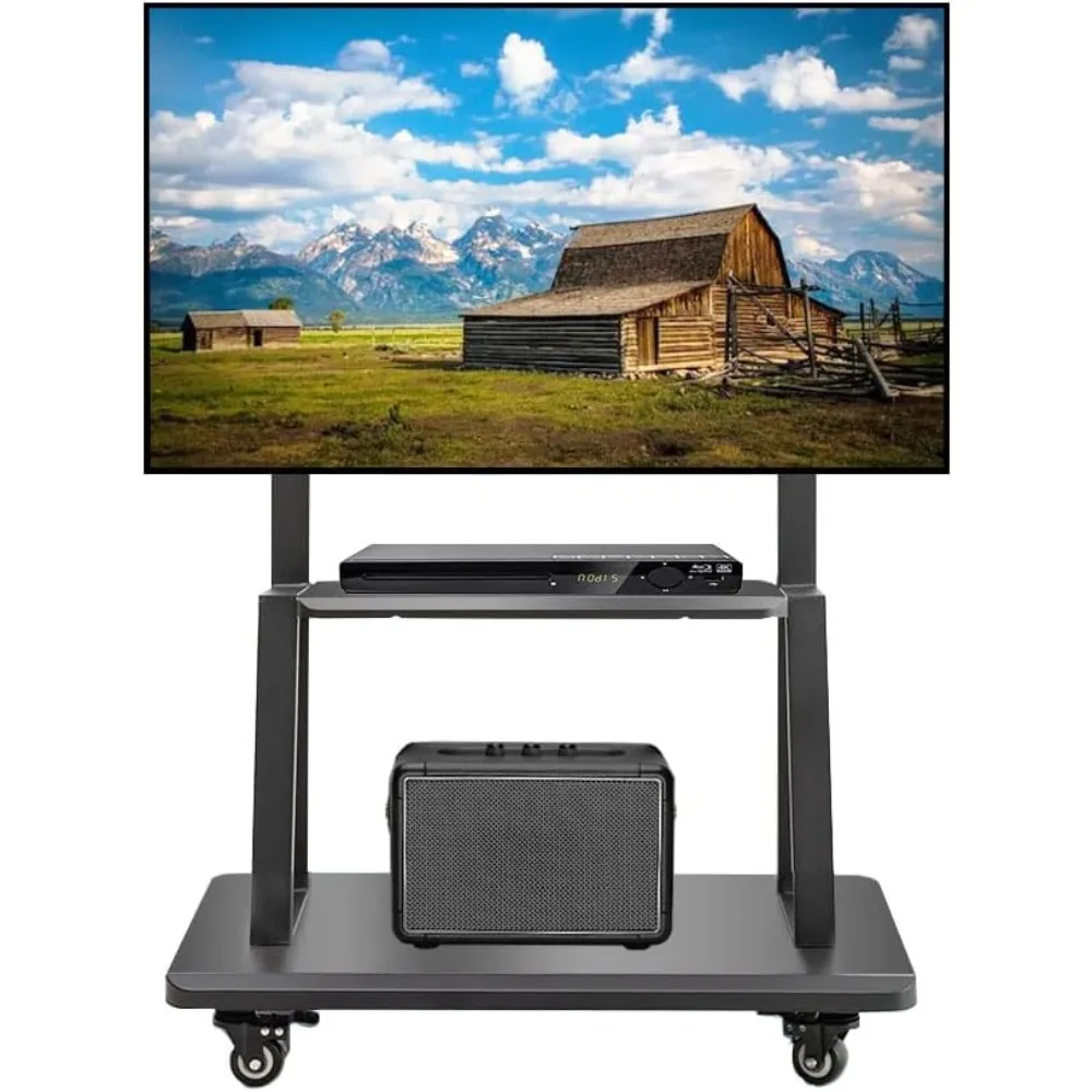 

Mobile TV Stand,Rolling TVs Cart on Wheels Height Adjustable Heavy-Duty Floor Stand Base for 32-75 Inch LCD LED OLED Flat Panel