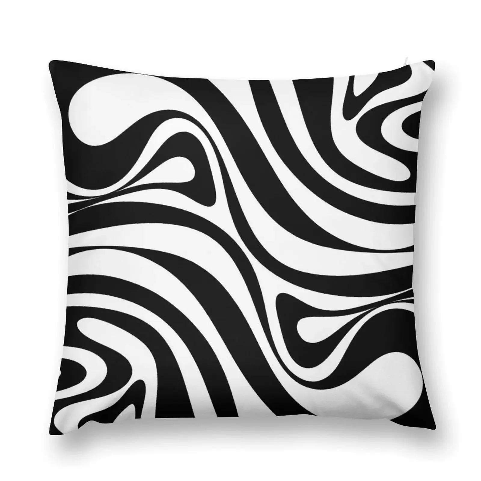 

New Groove Retro Swirl Abstract in Black and White Throw Pillow Decorative Cushions For Luxury Sofa ornamental pillows pillow