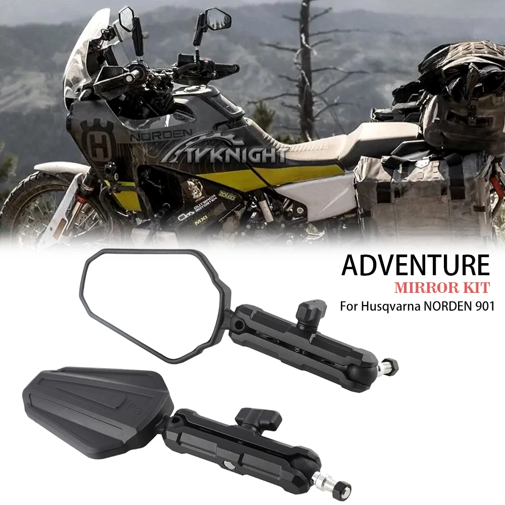 

For Husqvarna norden901 Norden 901 NORDEN 901 Motorcycle Rearview Mirror Adventure ADV Foldable Mirrors Ball Stud with bolts