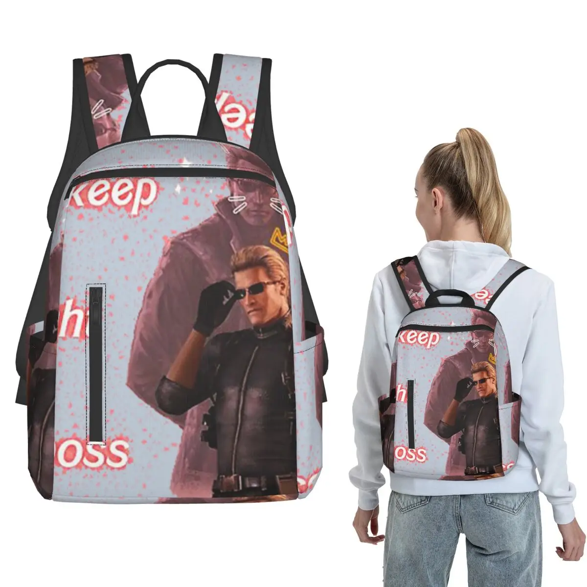 Albert Wesker Gaslight Gatekeep Girlboss Backpack Large Capacity Boys Girls BookBag School Bag Shoulder Bags for Men Women