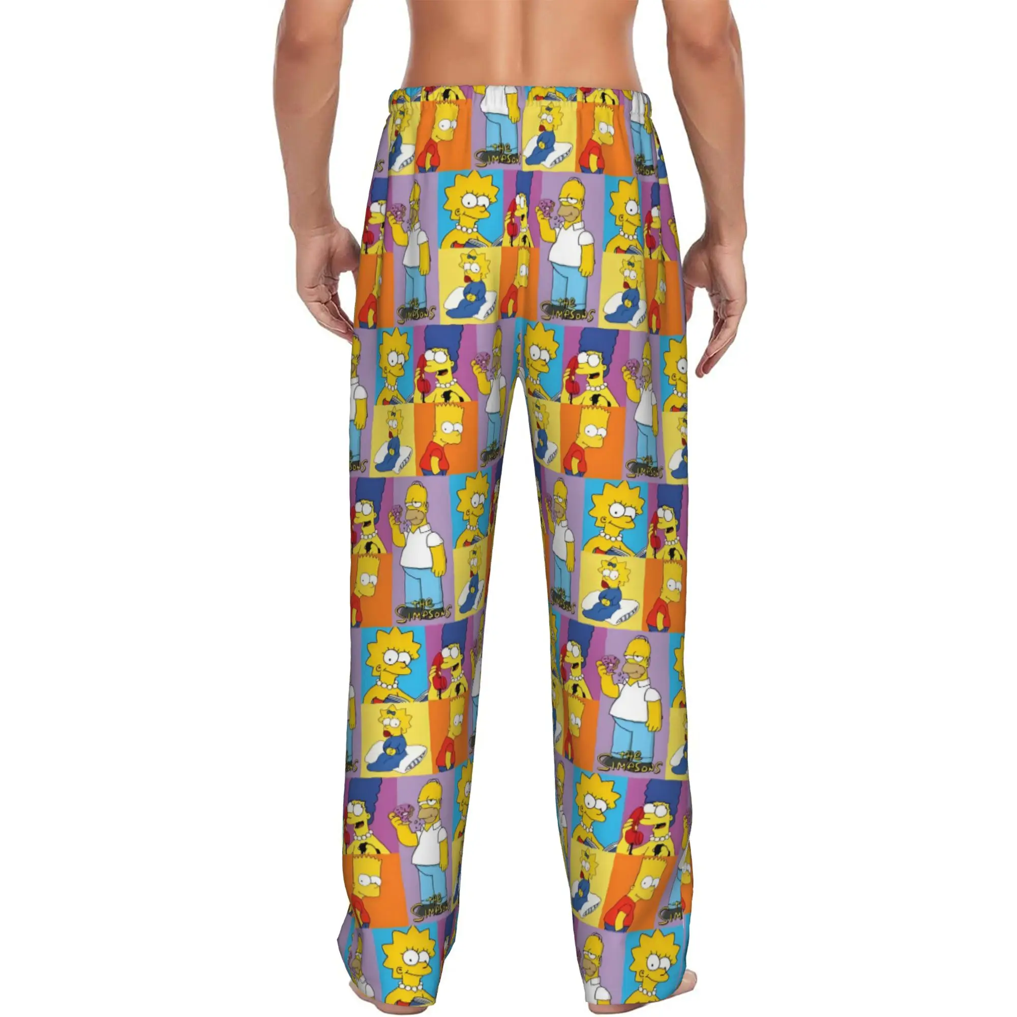Custom S-Simpsonsed Anime Pajama Pants Men Bart Homer Lisa Cartoon Sleepwear Lounge Sleep Bottoms Stretch with Pockets