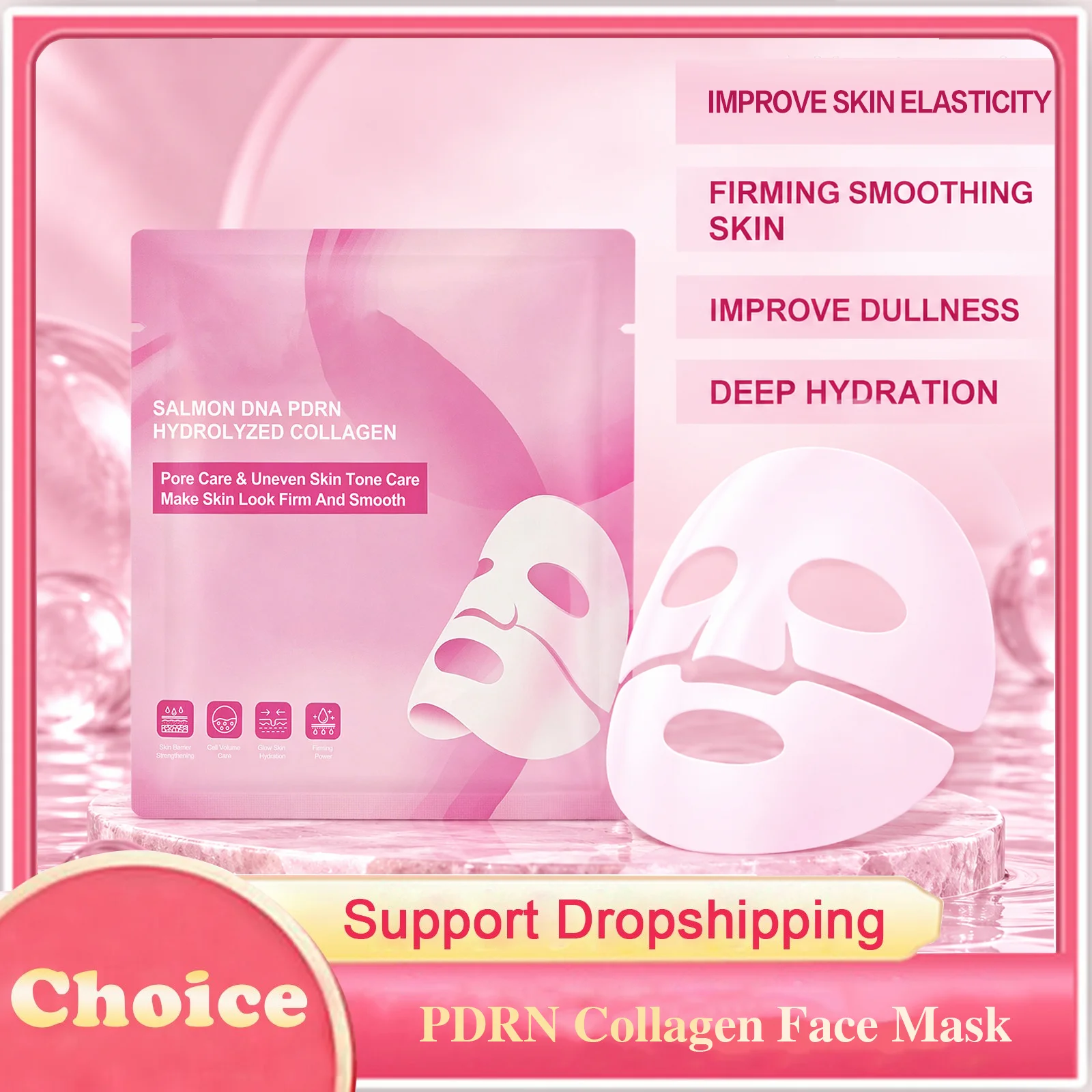 Salmon DNA PDRN Collagen Face Mask Improve Skin Elasticity Firming Smoothing Skin Improve Dullness Deep Hydration Facial Mask