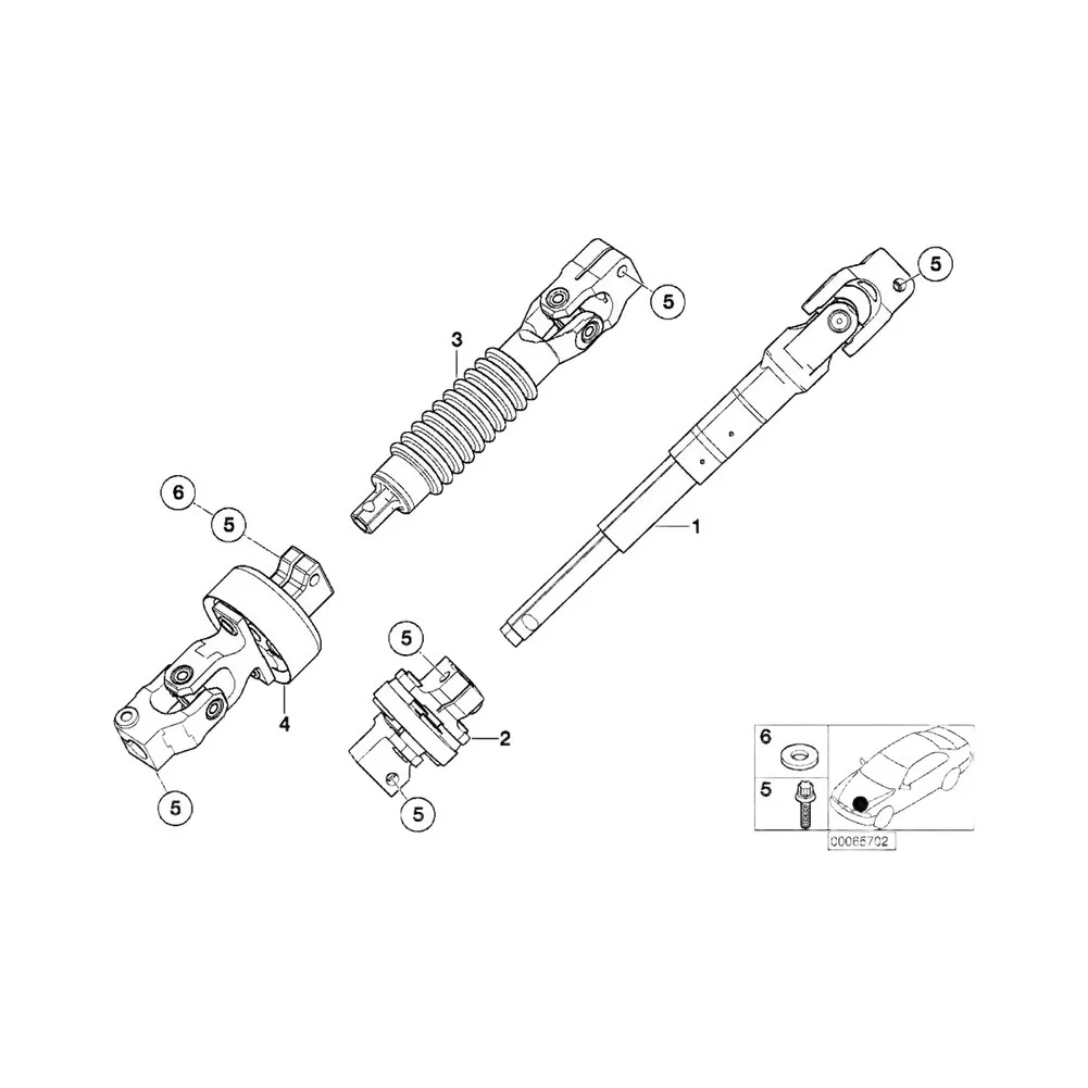 Steering Coupling Rack Lower Column Joint Compatible with For BMW 3 Series E46 2001 to 2006 Part Number 32301094703