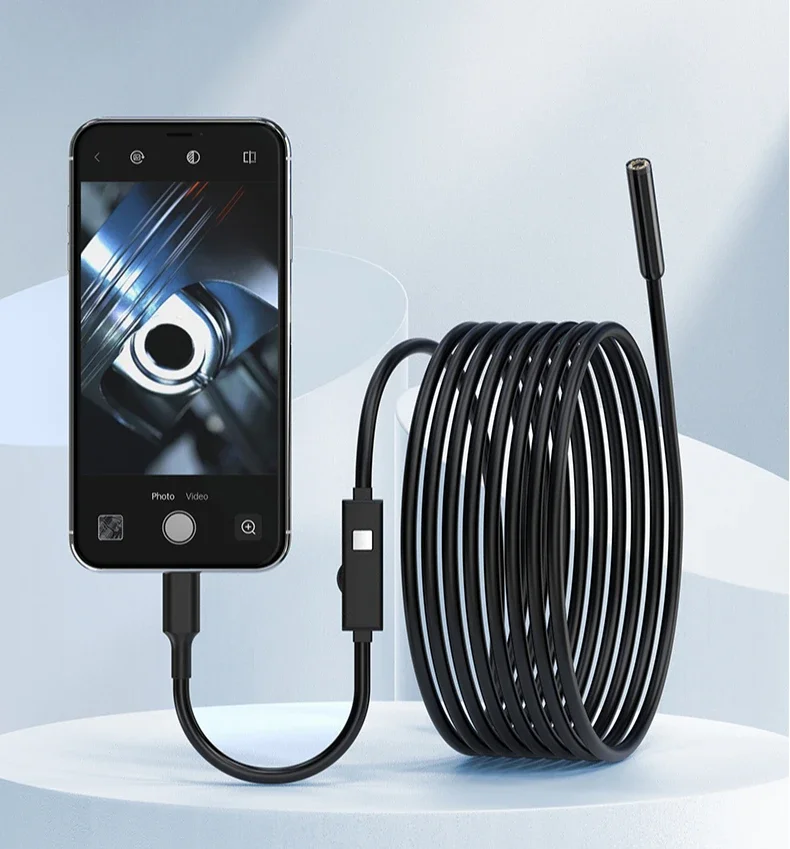 

1920P HD Borescope 8 Adjus LED Lights 1m Semi-Rigid Cable 7.9mm IP67 Waterproof Inspection for iPad