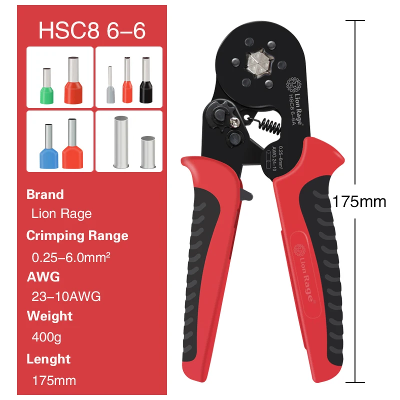 Crimping Pliers Ferrule Sleeves Tubular Terminal Tools HSC8 6-4 6-6 16-6 Wire Crimper Household Electrical Sets 1200pcs terminal